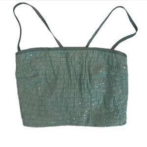 Teal Sequin Crop Top